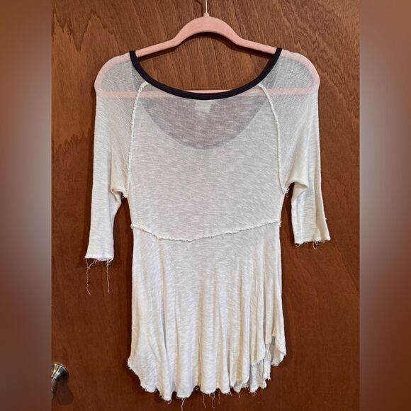 Intimately Free People White Sheer 3/4 Sleeve Top Size XS - Picture 2 of 8